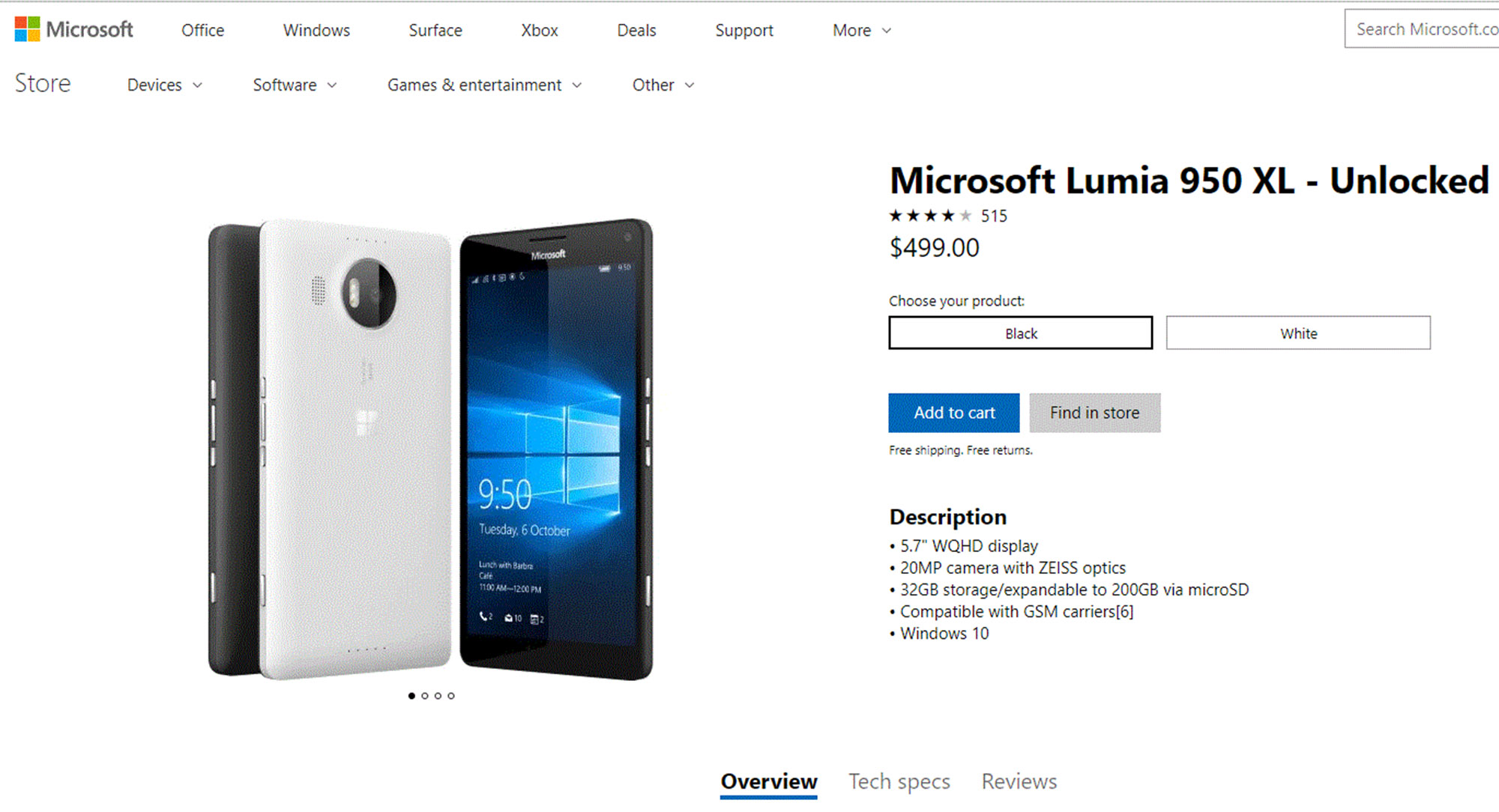 Lumia 950 XL ponownie w Microsoft Store