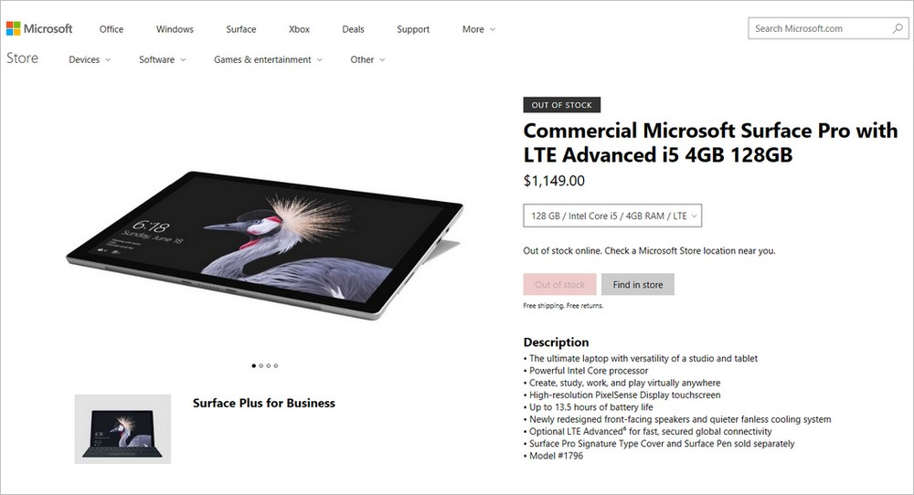 ommercial Microsoft Surface Pro with LTE Advanced