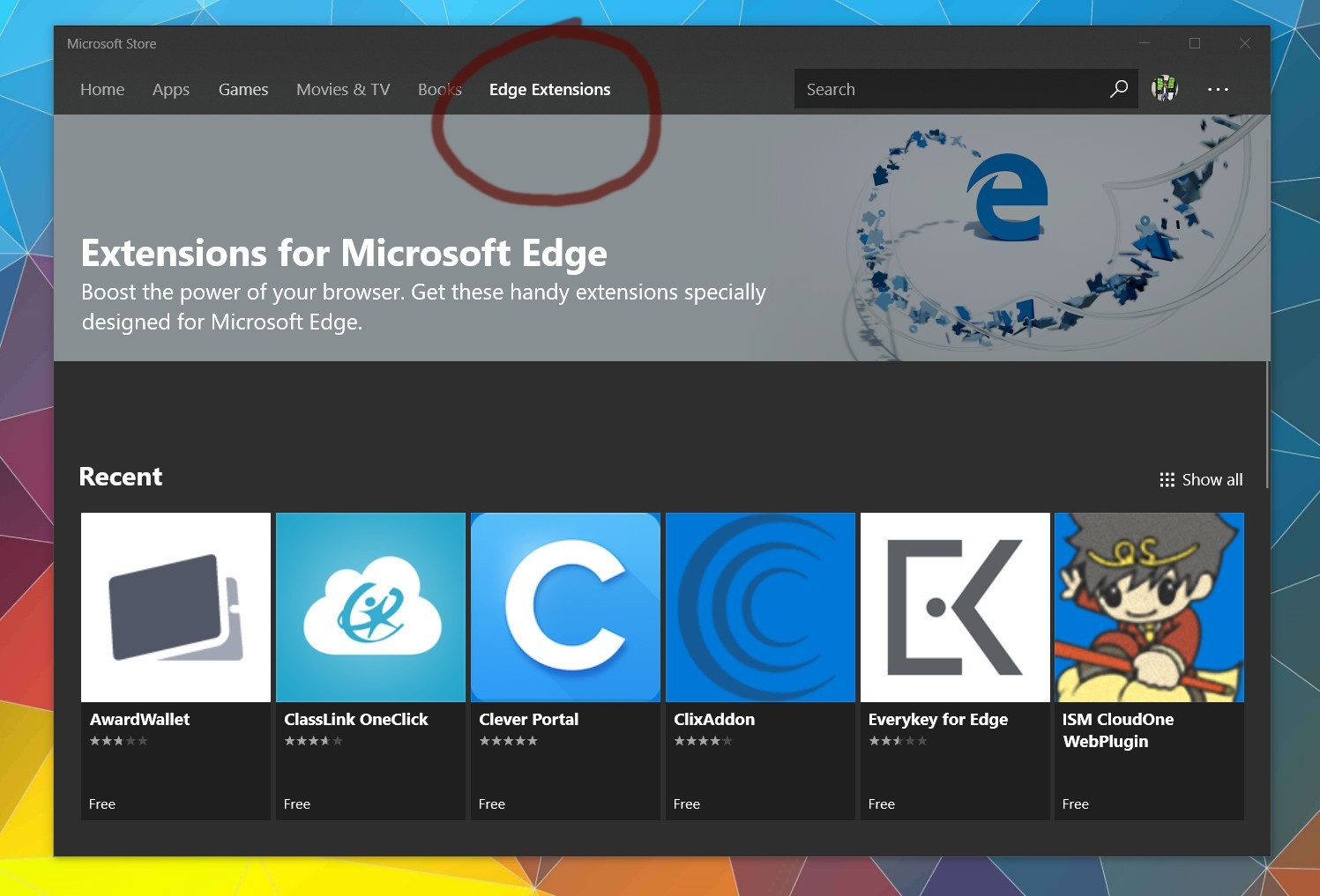 Edge - rozszerzenia w Microsoft Store