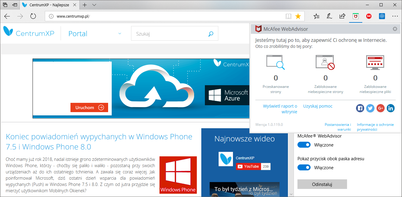 WebAdvisor Microsoft Edge