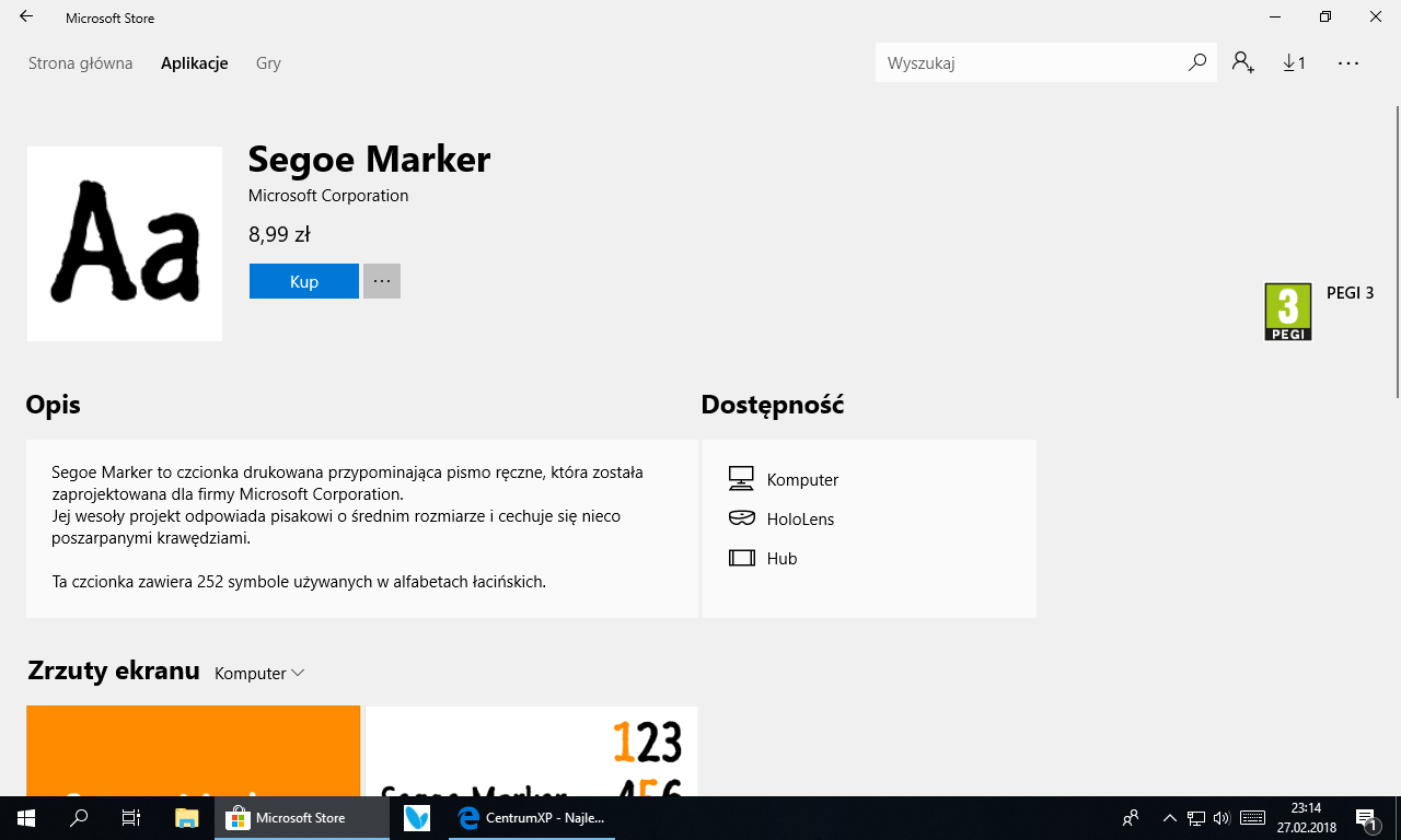 Płatne czcionki w Microsoft Store