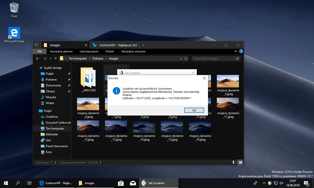 WinDynamicDesktop 1.1 macOS Mojave w Windows 10