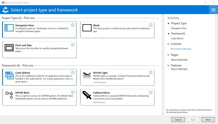 Windows Template Studio 1.6