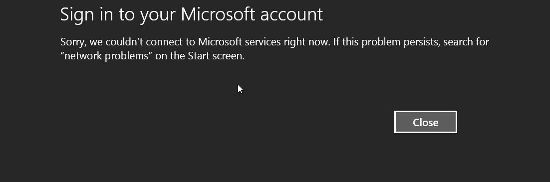 Komunikat błędu, z którym borykają się użytkownicy Windows 8.1