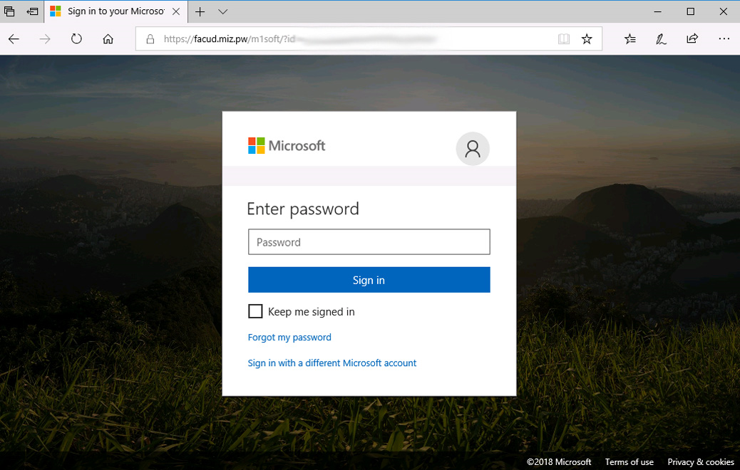 Fałszyły ekran logowania Microsoft