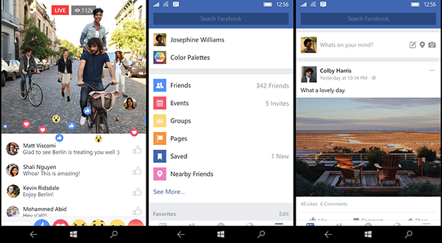 Facebook beta na Windows 10 Mobile