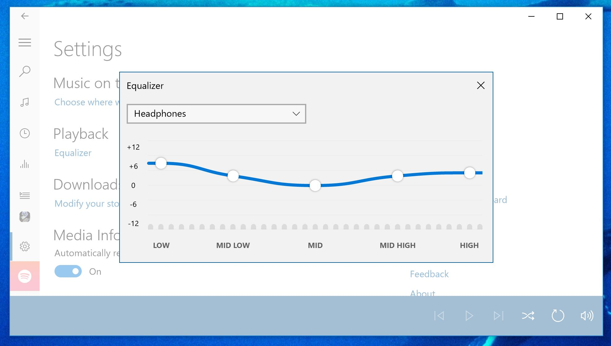 Groove Music Equalizer