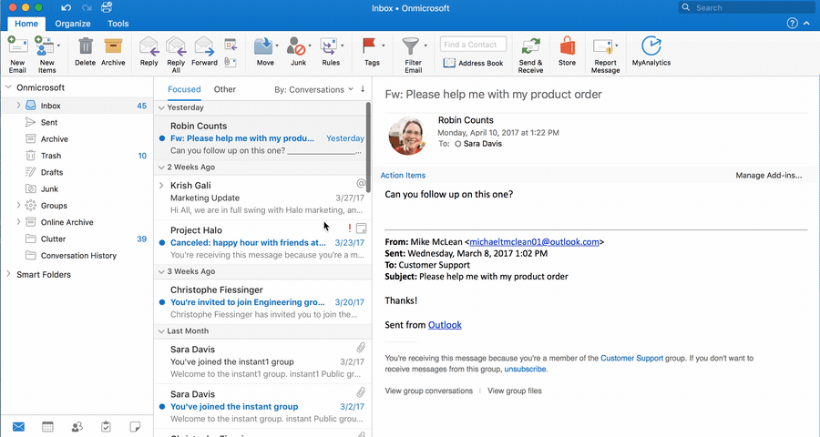 Grupy w Outlook na nowych platformach