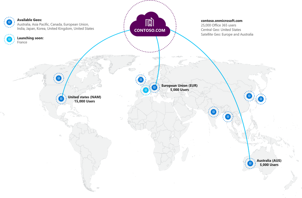 Lokalizacje centrów danych Office 365