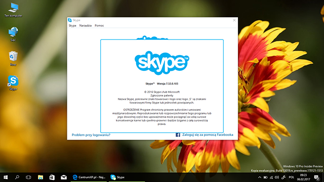 Widok wersji Skype