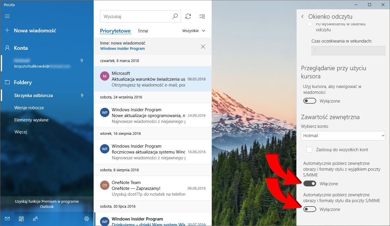 Poczta w Windows 10