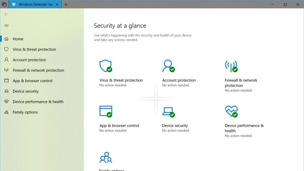 Windows Defender Security Center Fluent Design