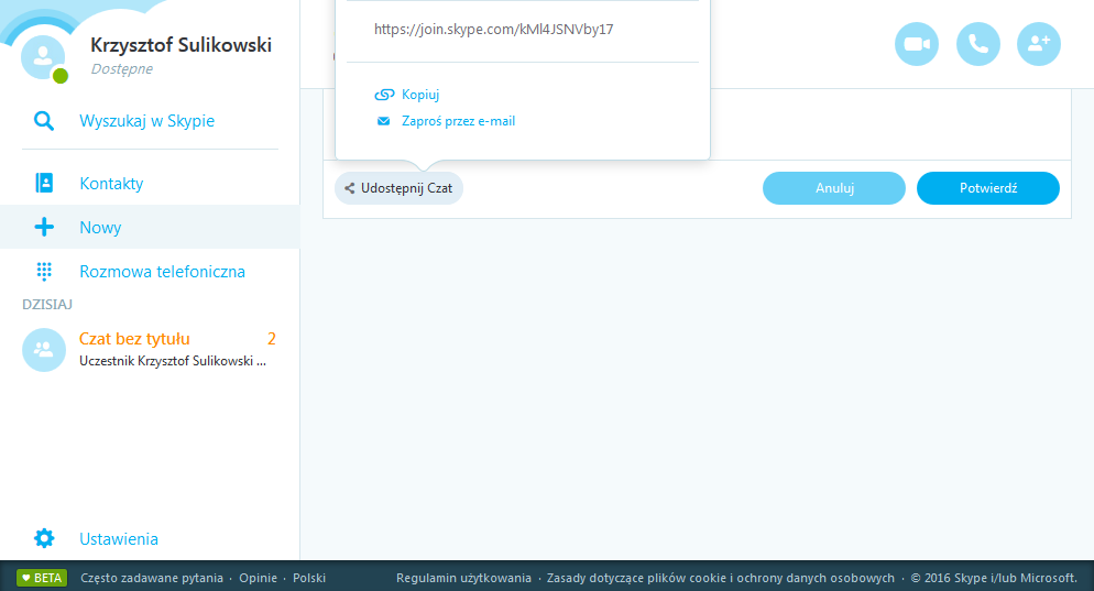 Skype w przeglądarce