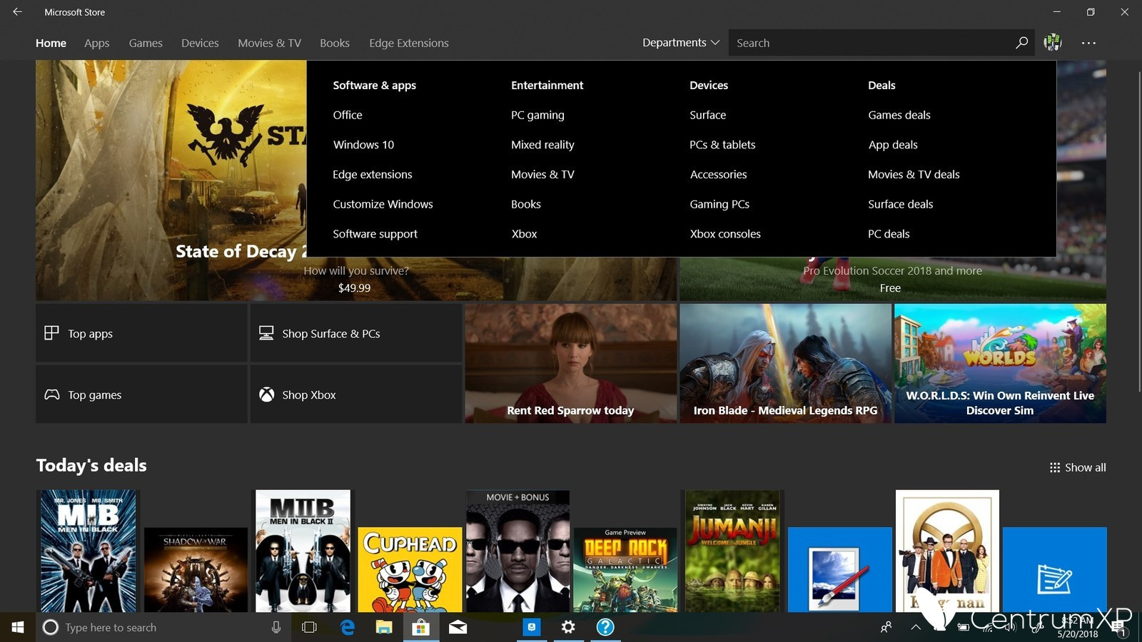 Microsoft wprowadzi menu Działów do Sklepu