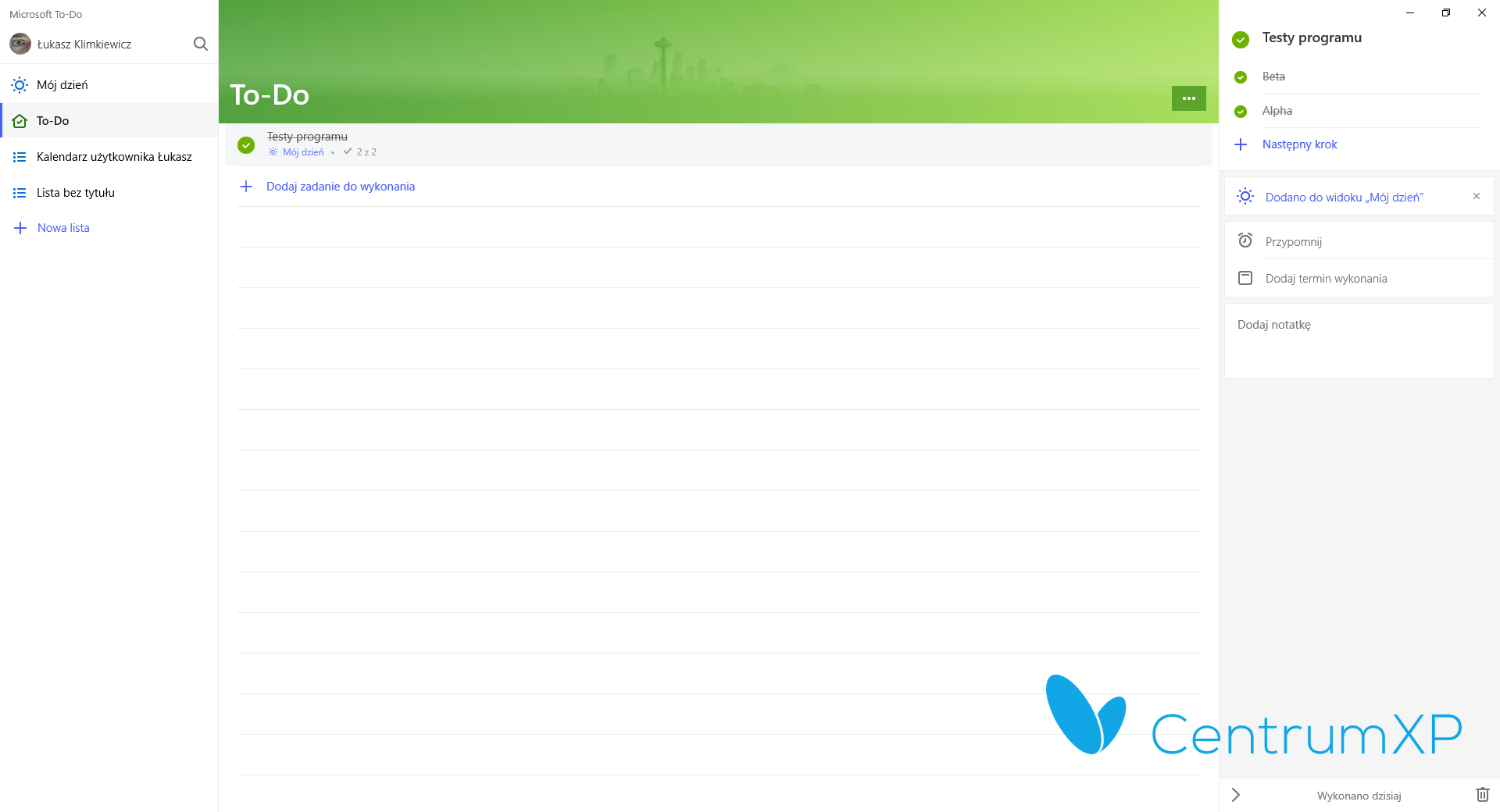 Microsoft To-Do otrzymuje Fluent Design