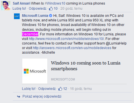 Microsoft Lumia na Facebooku