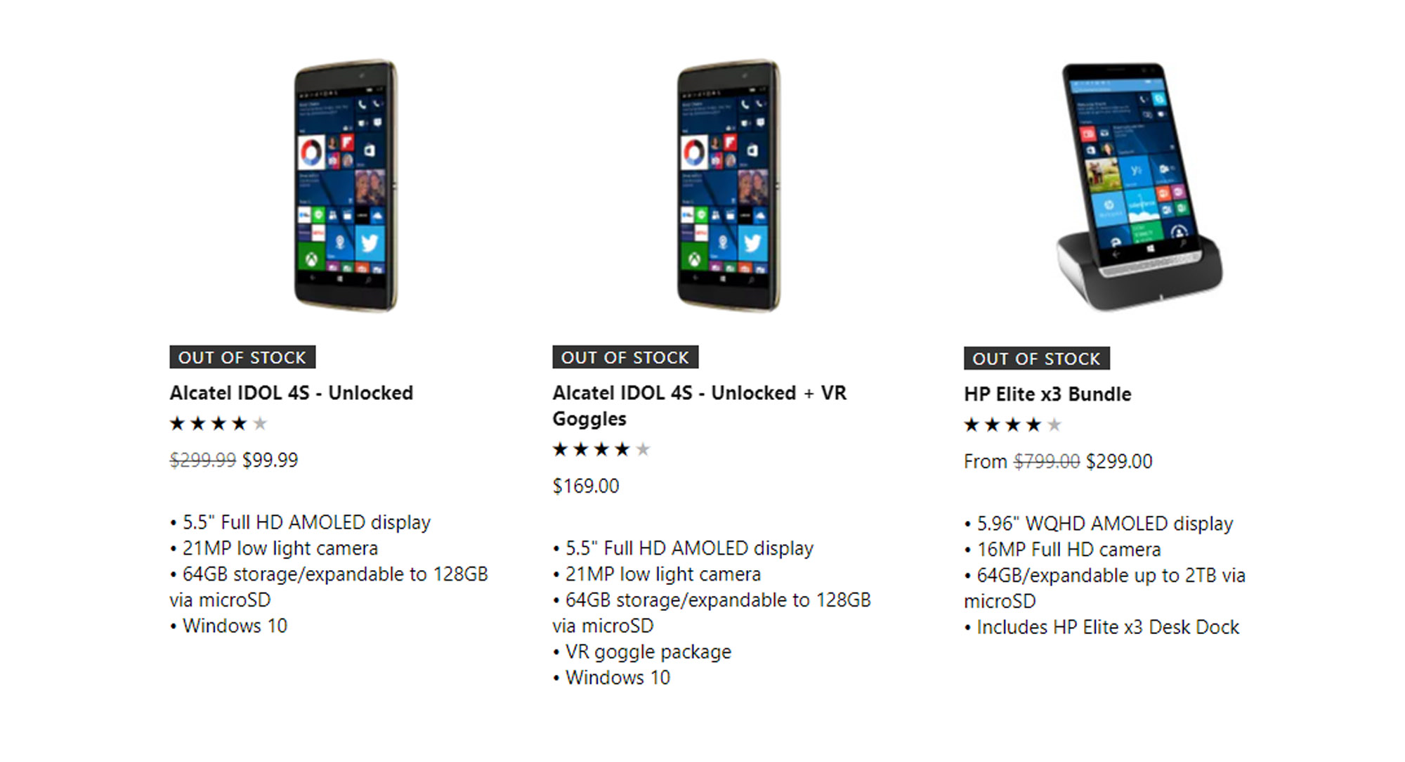 Telefony z Windows 10 Mobile niedostępne