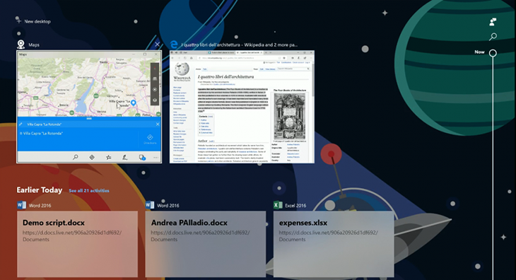 Tak podczas demonstracji wyglądał Windows Timeline