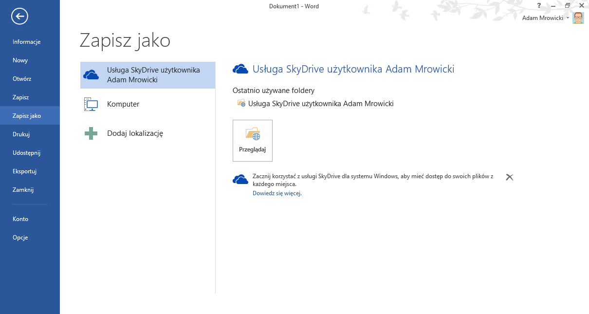 Integracja ze SkyDrive