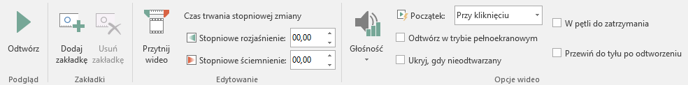 Opcje edycji wideo w PowerPoint 2016
