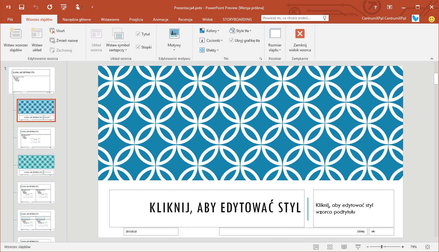 Tworzenie szablonu w PowerPoint 2016