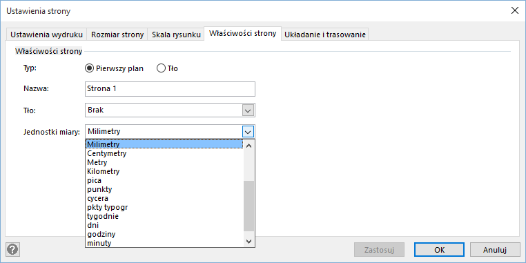 Zmienianie jednostek w aplikacji Visio 2016