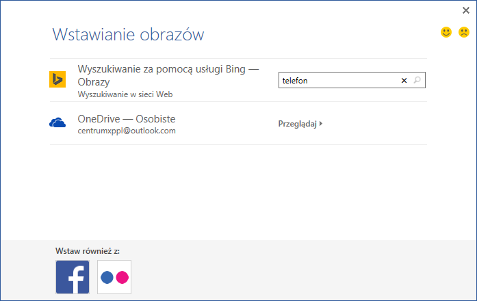 Wstawianie obrazu online w aplikacji Word 2016