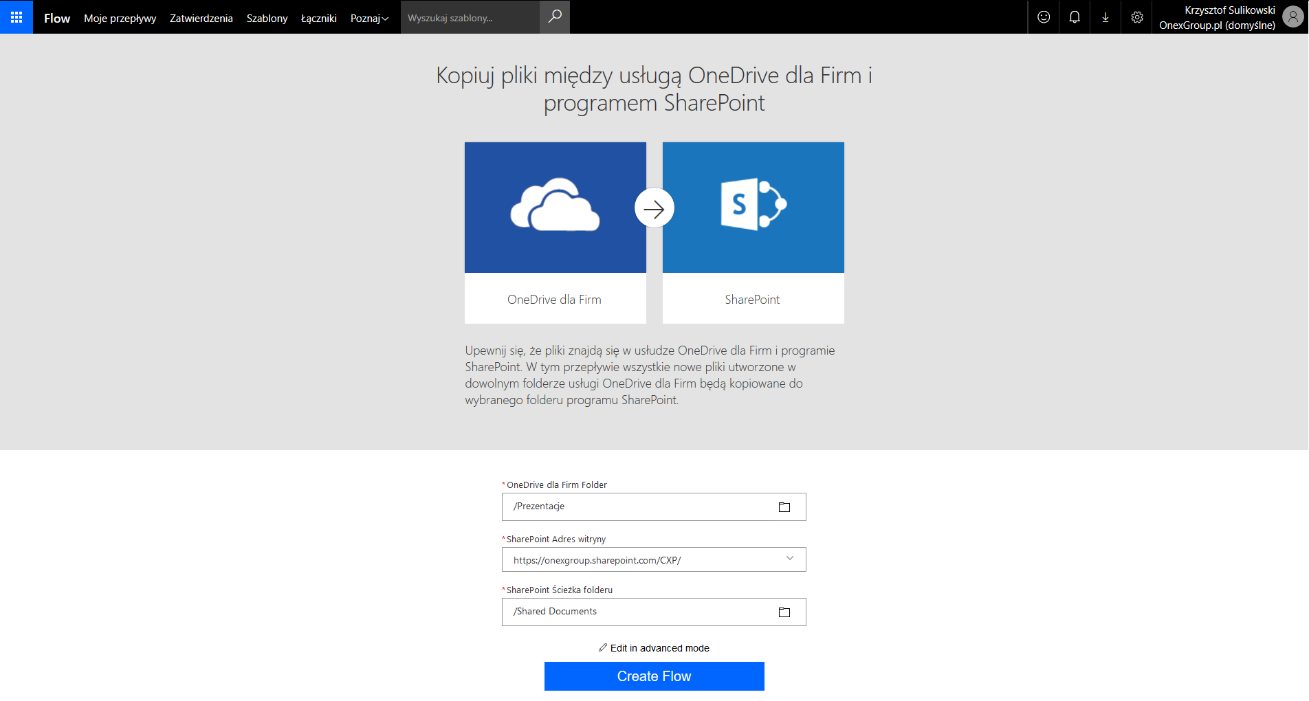 Kopiowanie plików między OneDrive a SharePoint