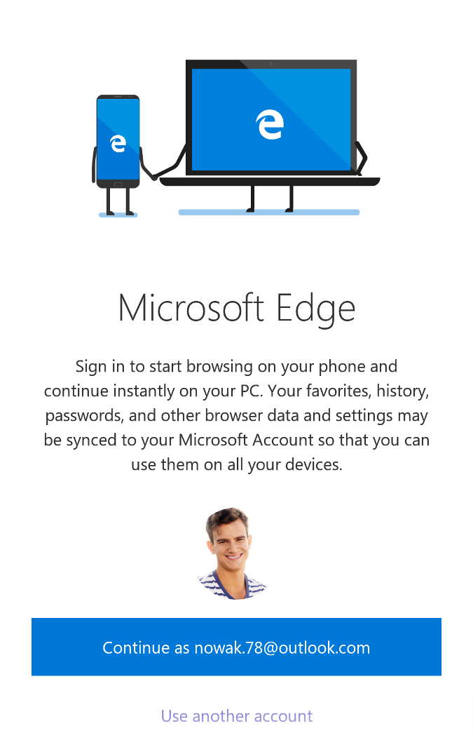 Ekran logowania do Microsoft Edge