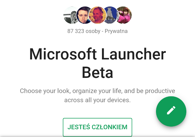 Dołączanie do grupy testów Microsoft Launcher