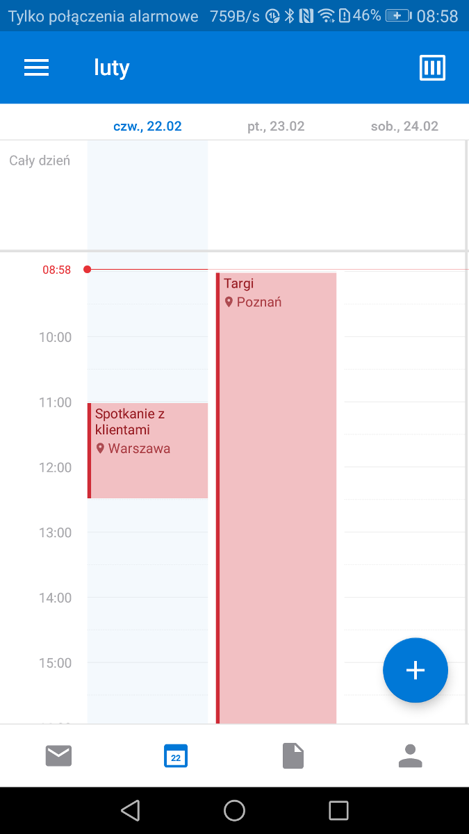 Ekran kalendarza po zmianie motywu