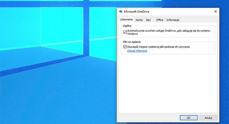 Pliki na żądanie w ustawieniach aplikacji OneDrive