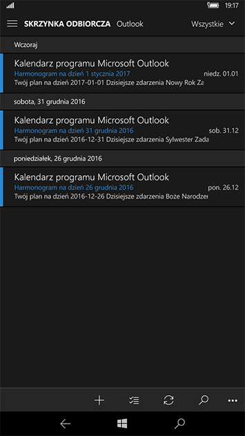 Konfiguracja Outlook w Windows 10 Mobile