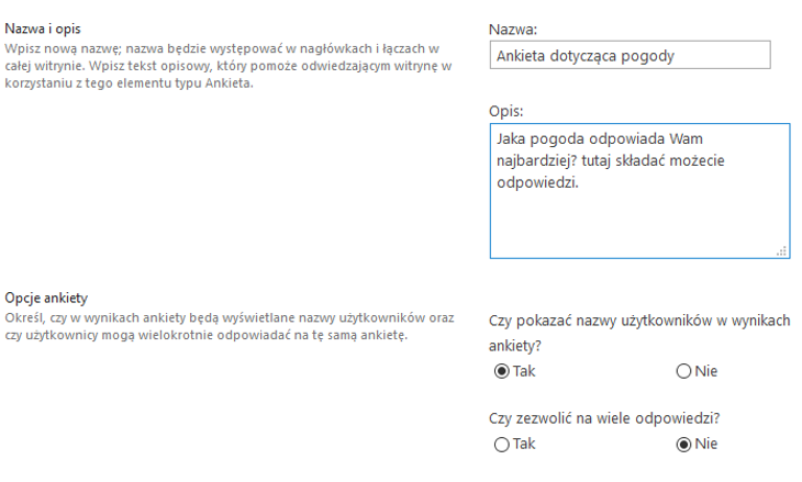 Tworzenie ankiety w SharePoint