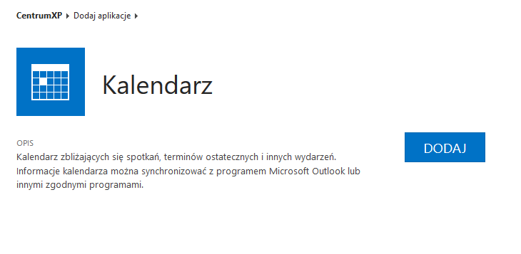 Dodawanie kalendarza w SharePoint