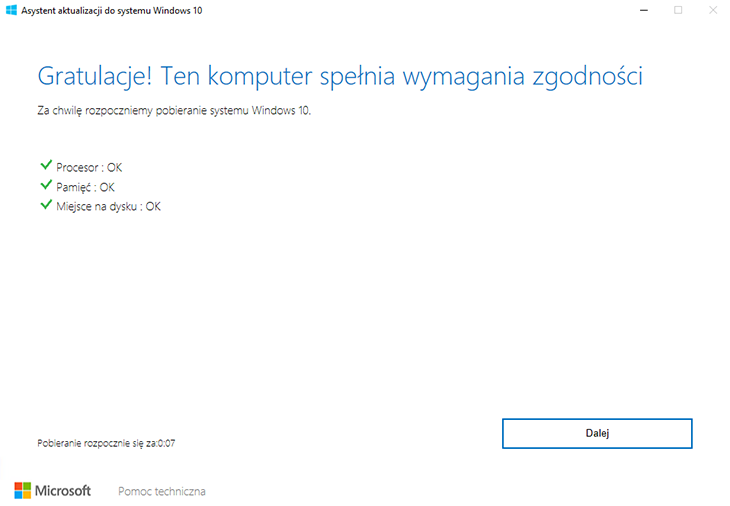 Sprawdzenie zgodności sprzętowej