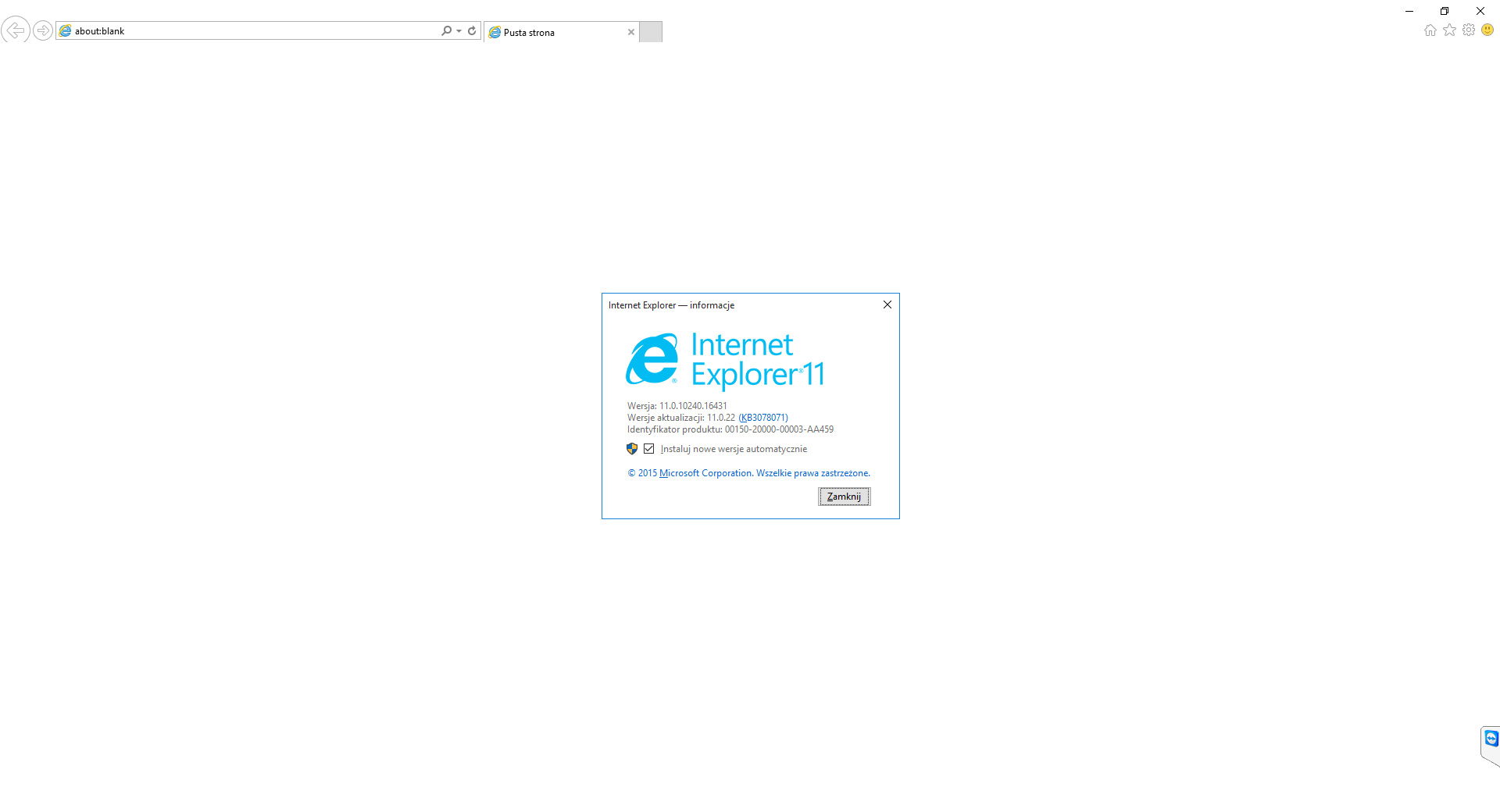 Internet Explorer 11 w Windows 10
