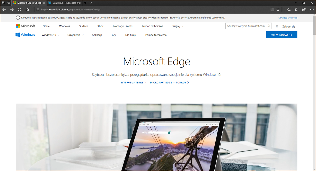 Test przeglądarki Microsoft Edge
