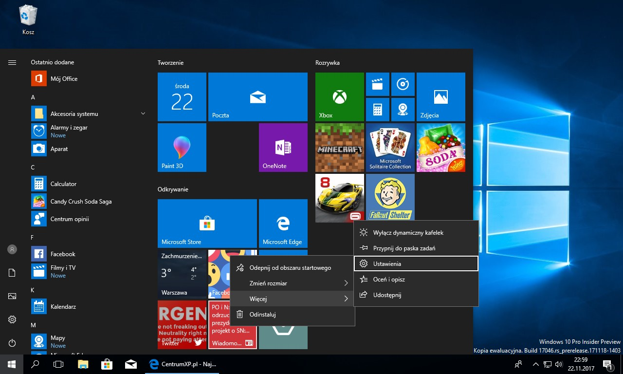 Windows 10 - nowości w Redstone 4, kompilacja 17046