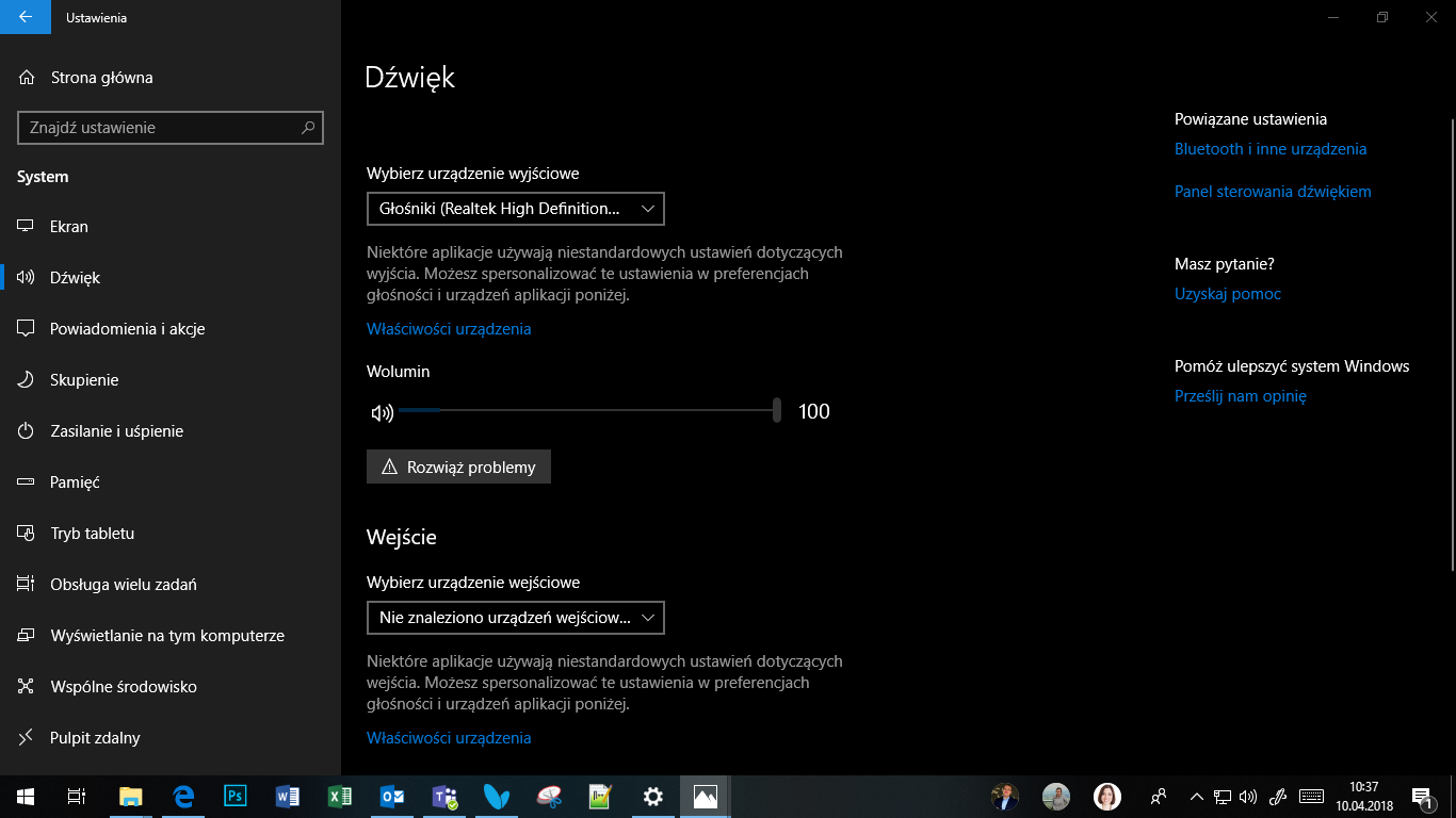 Windows 10 April 2018 Update - ustawienia dźwięku
