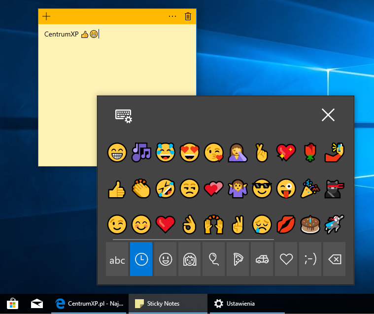 Windows 10 April 2018 Update - Panel emoji