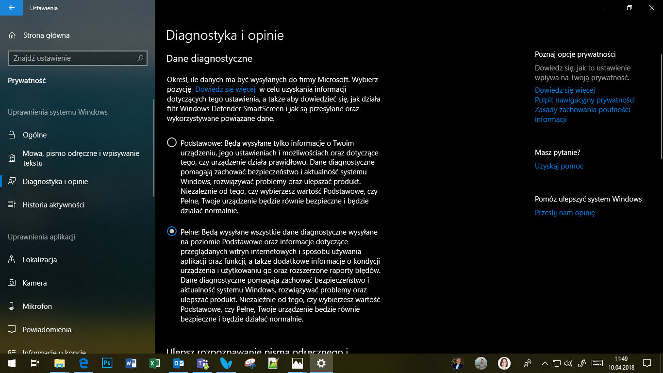 Windows 10 April 2018 Update - Przeglądarka danych diagnostycznych