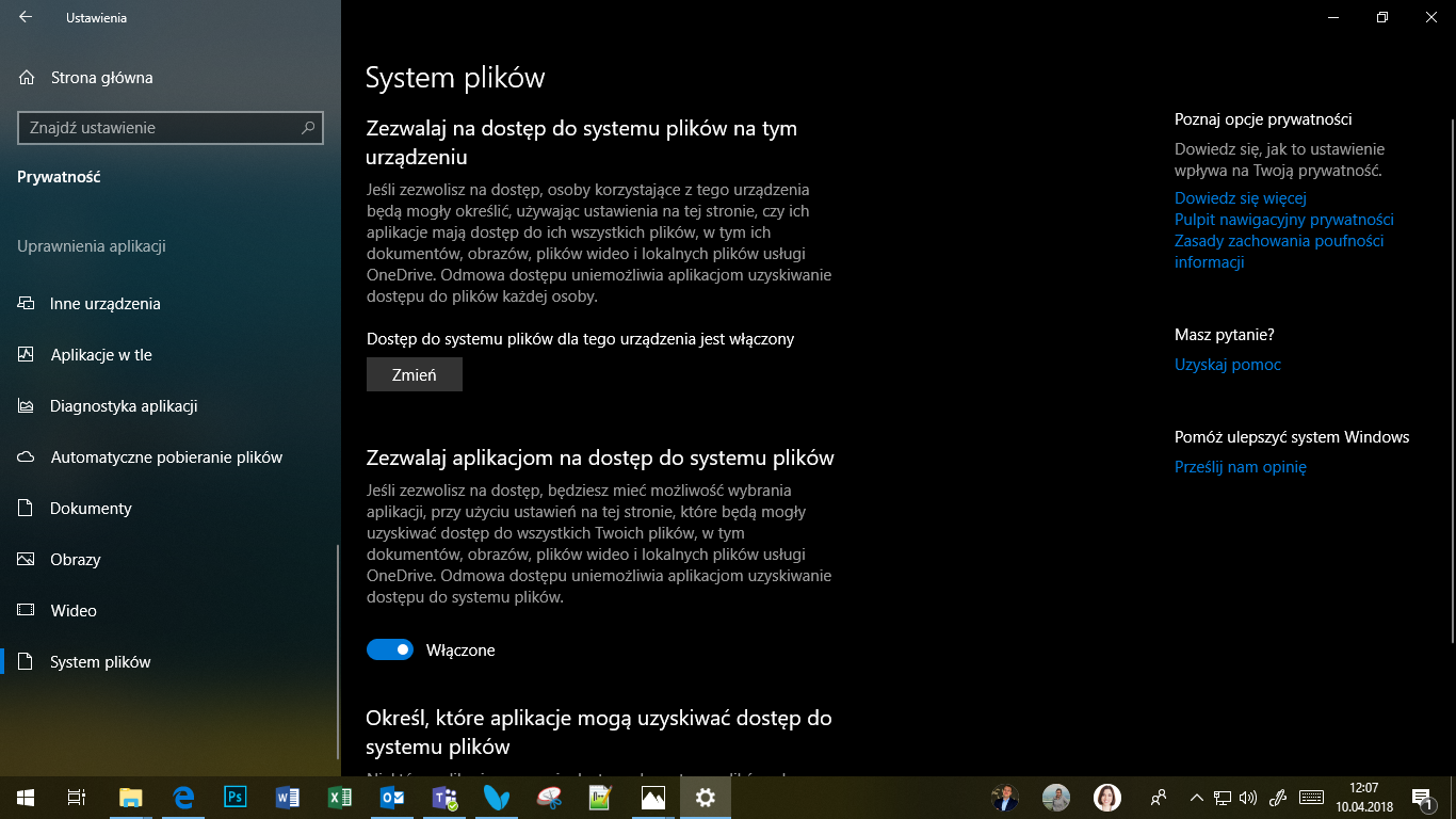 Windows 10 April 2018 Update - kontrola dostępu do kamery