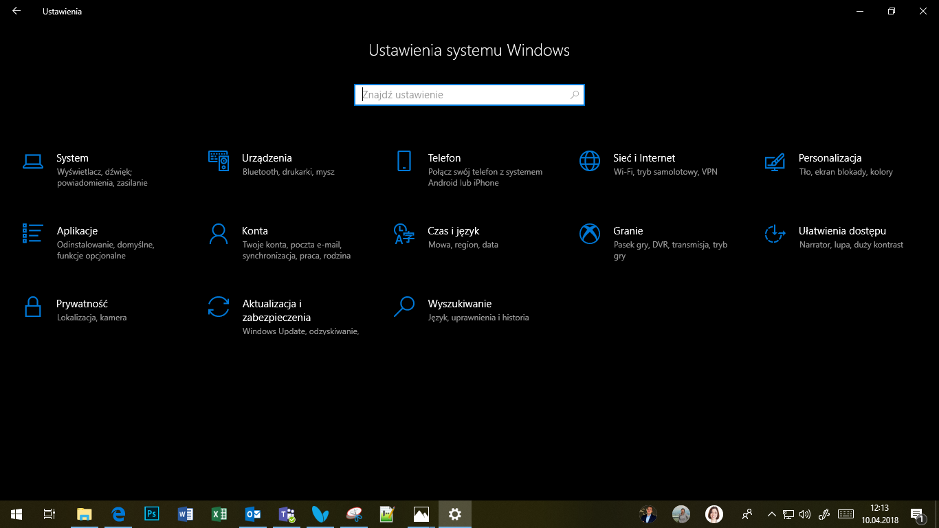 Windows 10 April 2018 Update - Ustawienia