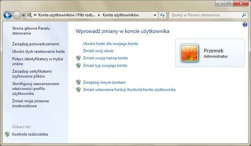 Obrazy konta Windows 7