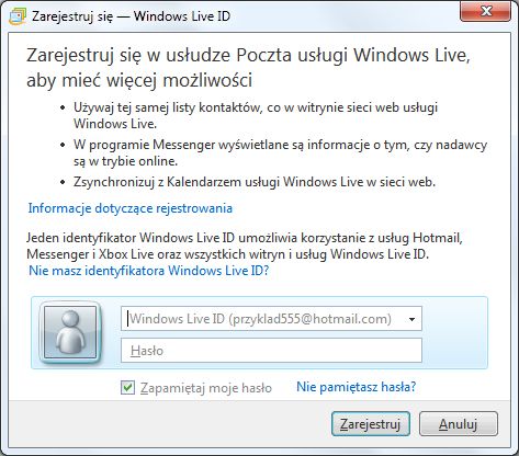 Logowanie do usługi Windows Live