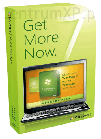 Pudełko Windows 7 Home Premium jako upgrade z Windows 7 Home Basic