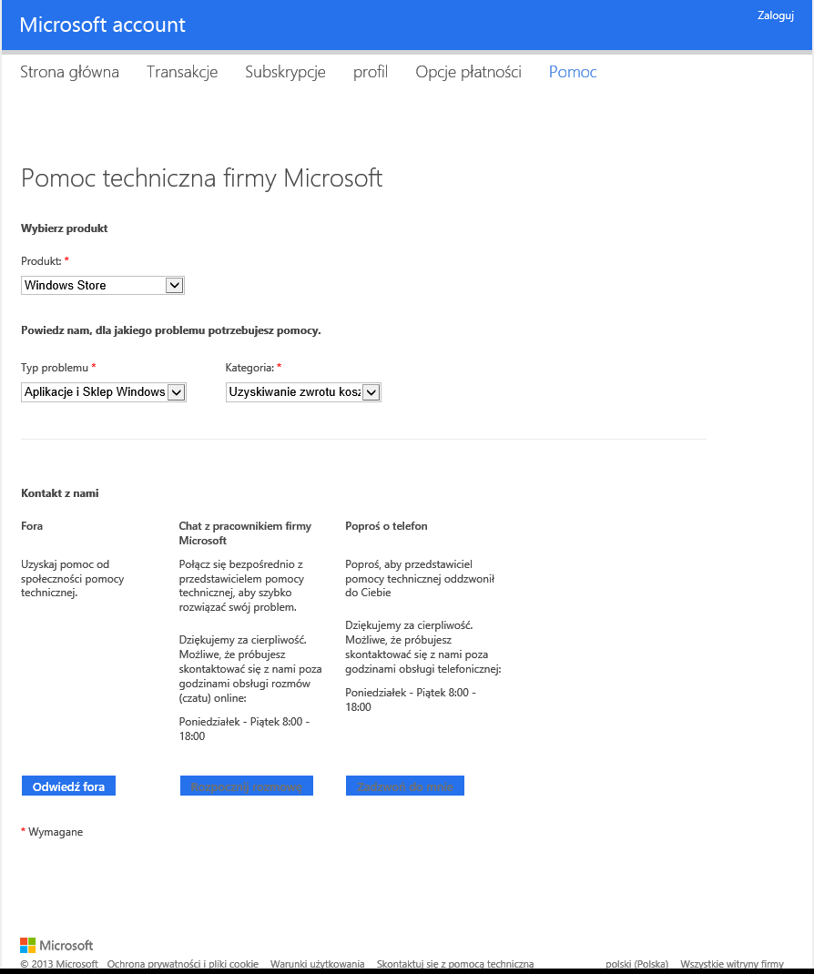 Zwrot Windows 8