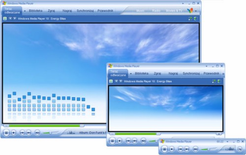 Zmienianie rozmiaru okna programu Windows Media Player 10