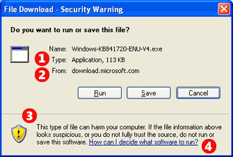 Przykładowe ostrzeżenie dotyczące zabezpieczeń wyświetlane w programie Internet Explorer